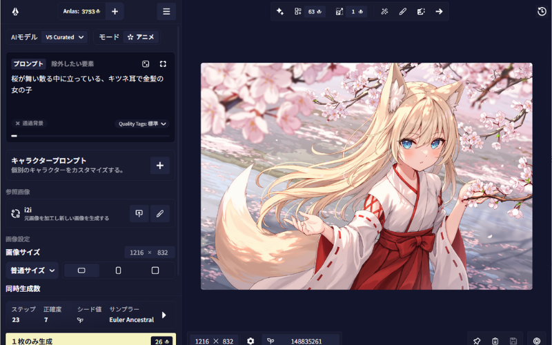 NovelAIで生成した女の子のイラスト