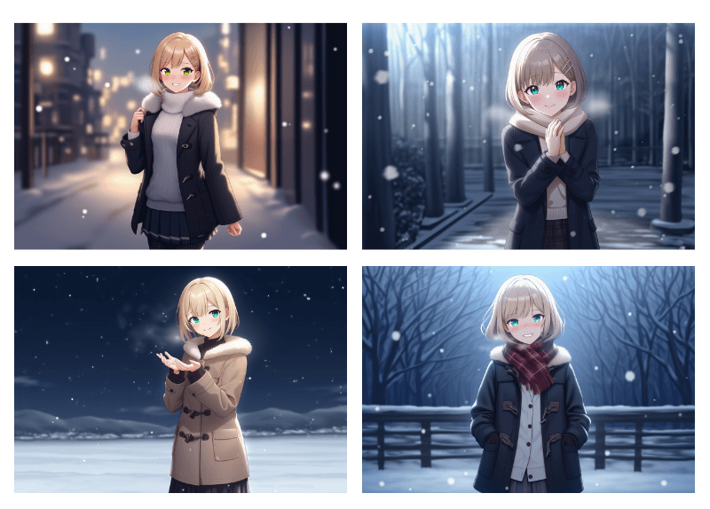 NovelAIで同じプロンプトで生成したイラスト