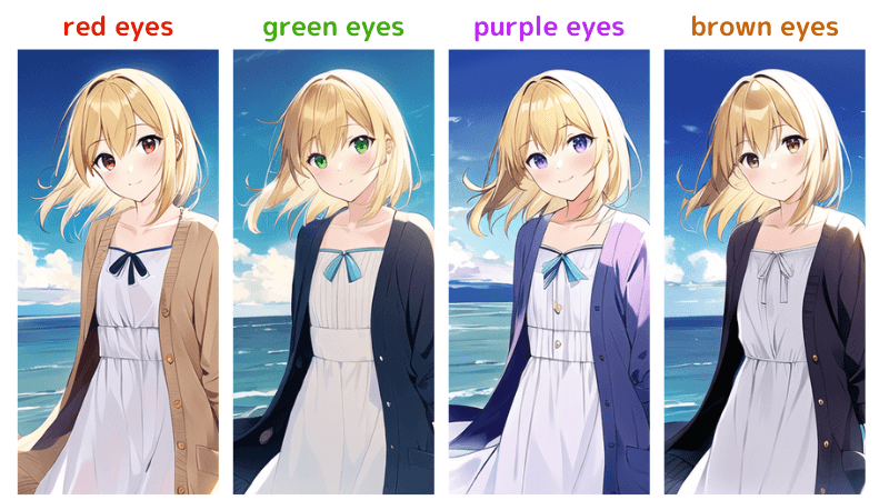 【NovelAI】カラースワップ（瞳の色）