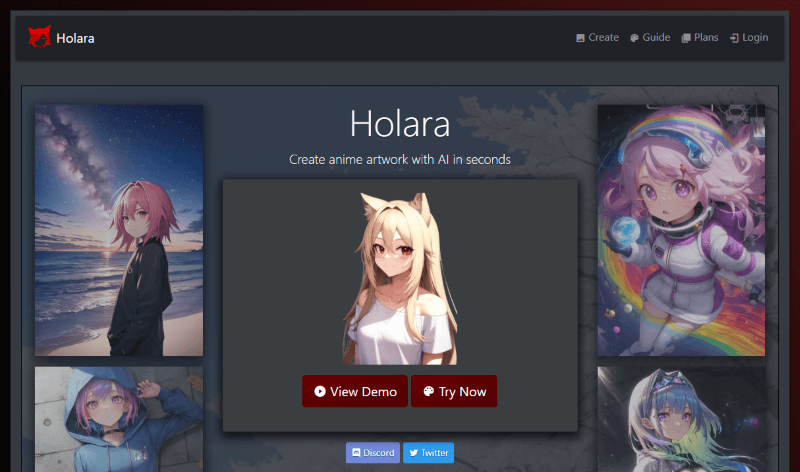 Holaraのトップ画面