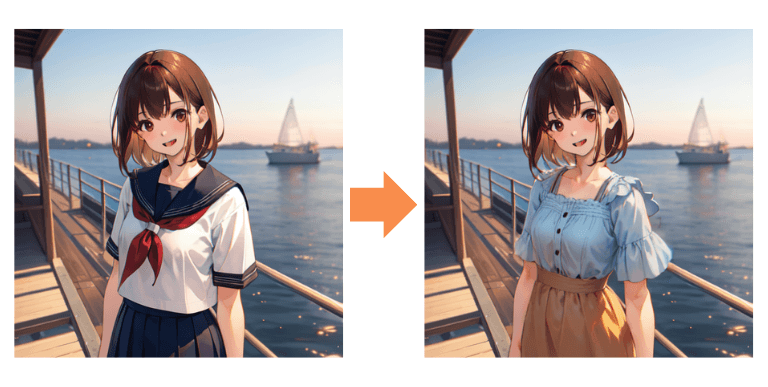 [Stable Diffusion] inpaintで服装を変更