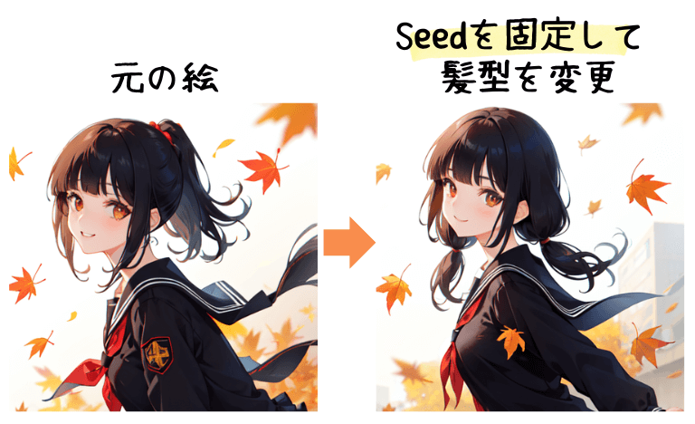 [Stable Diffusion] Seedを固定して髪型を変更