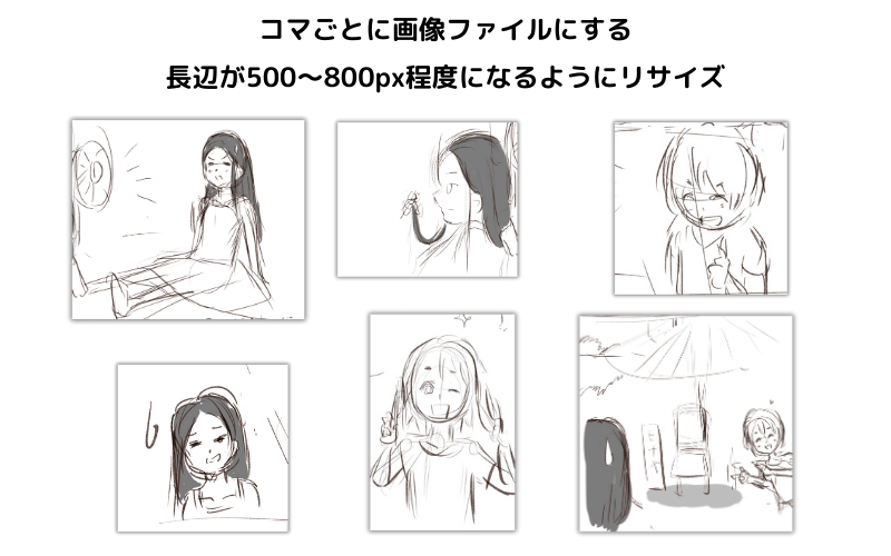 ページの下描きをコマごとに分割＆リサイズ