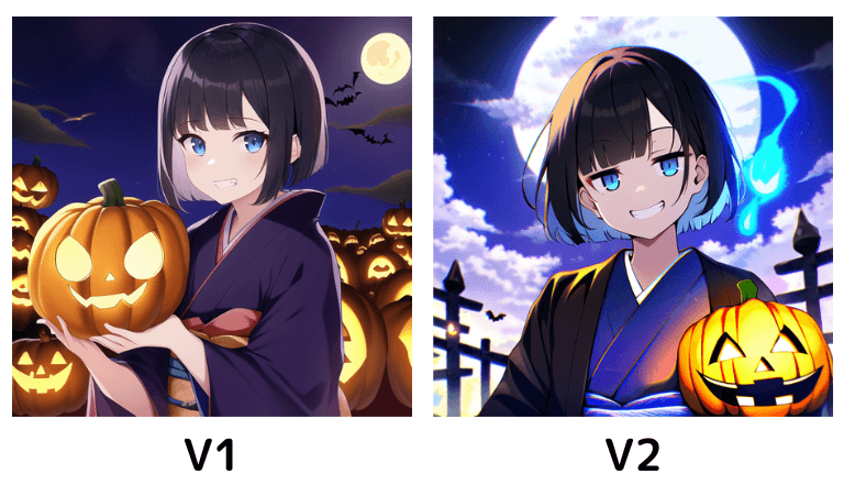 【NovelAI】V1とV2の生成画像の比較