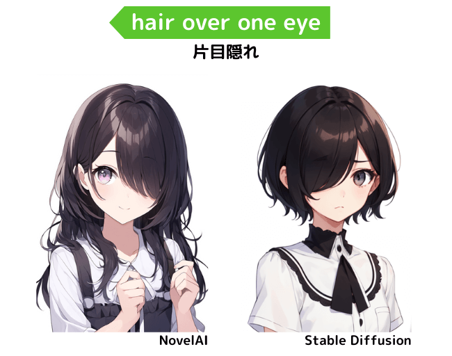 【髪型の呪文】hair over one eye：片目隠れ