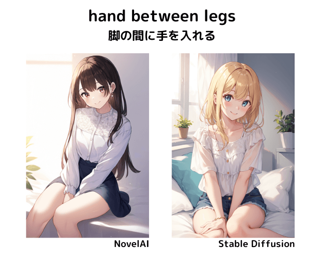 【呪文】hand between legs：脚の間に手を入れる
