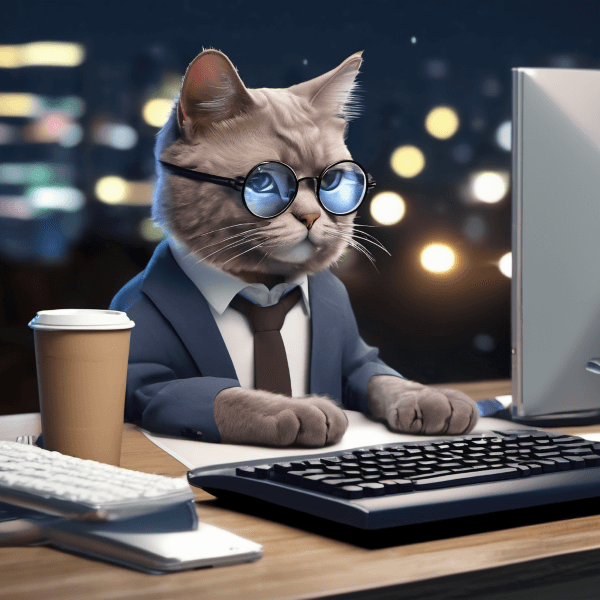 SDXLで生成した「働く猫
」の画像