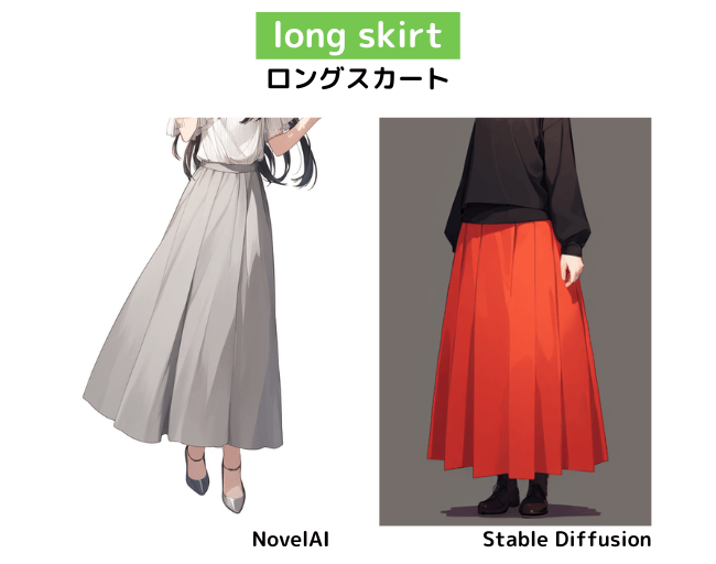 【服装の呪文】long skirt：ロングスカート