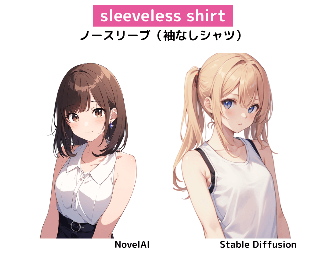 【服装の呪文】sleeveless shirt：ノースリーブ