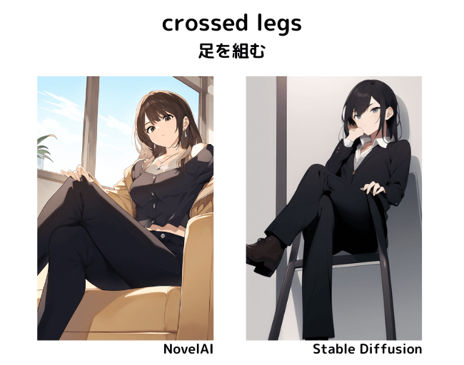 【呪文】crossed legs：足を組む