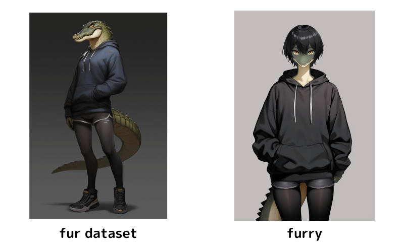 人間から遠いケモノは「fur dataset」の方が成功しやすい
