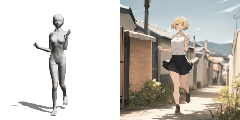 [3Dデッサン人形×OpenPose] 女の子走り