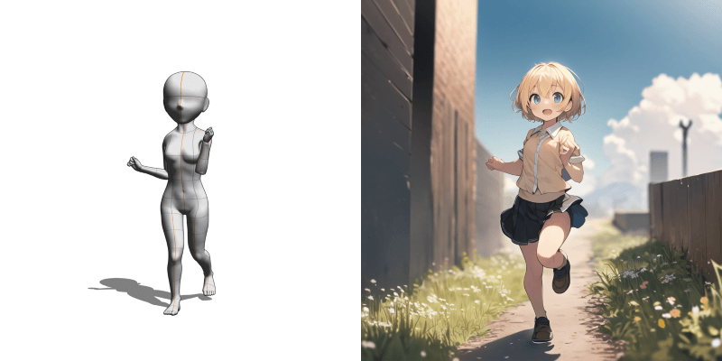 [3Dデッサン人形×OpenPose] 女の子走り（幼女）