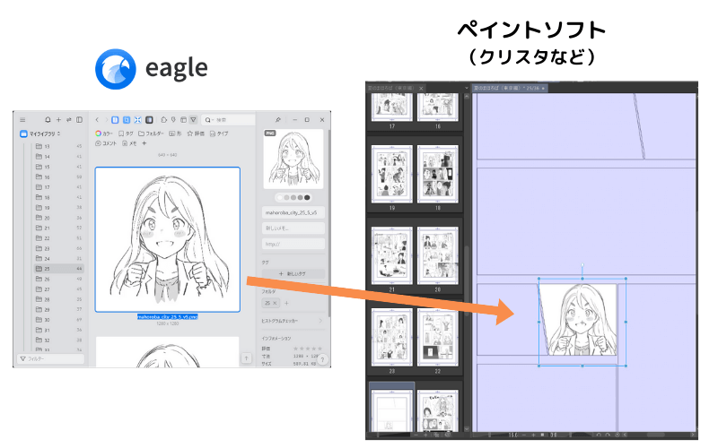 [AIマンガ×Eagle] 清書した画像をコマに合成