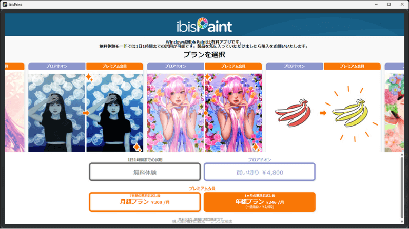 [アイビスペイント] プランを選択