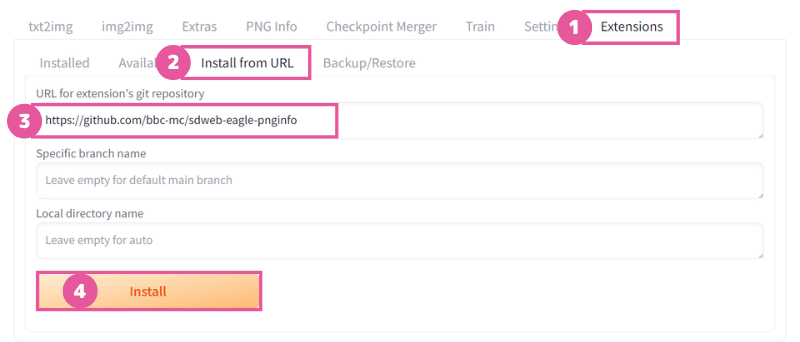 Stable Diffusion Web UI (AUTOMATIC1111)でのEagle pnginfoのインストール