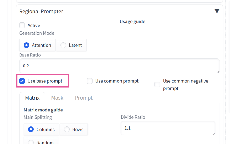 [Stable Diffusion WebUI] Regional Prompterの使い方（Use base prompt）