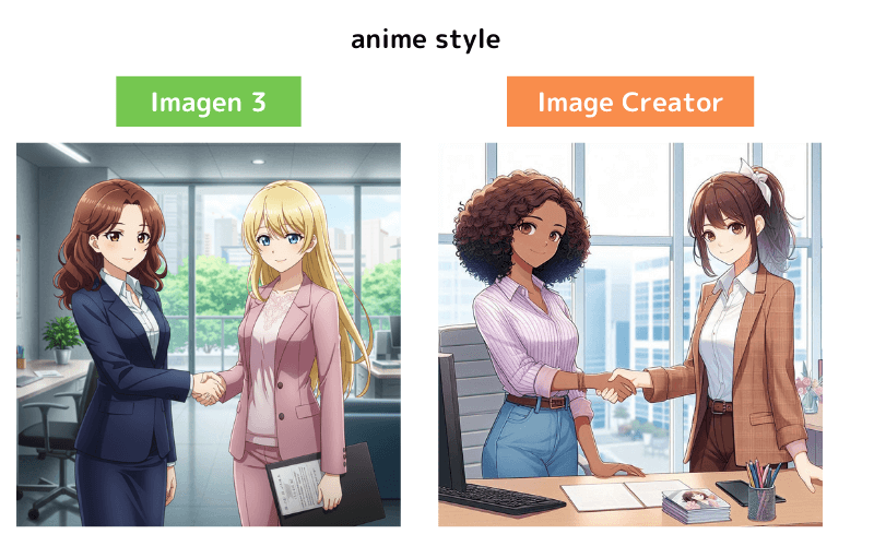 Imagen 3とImage Creatorの比較（アニメ風）