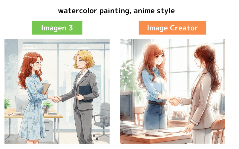 Imagen 3とImage Creatorの比較（水彩風）