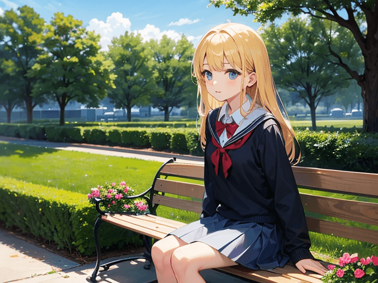 [SeaArt] プロンプトを変更（Gold→blonde hair）して生成した画像