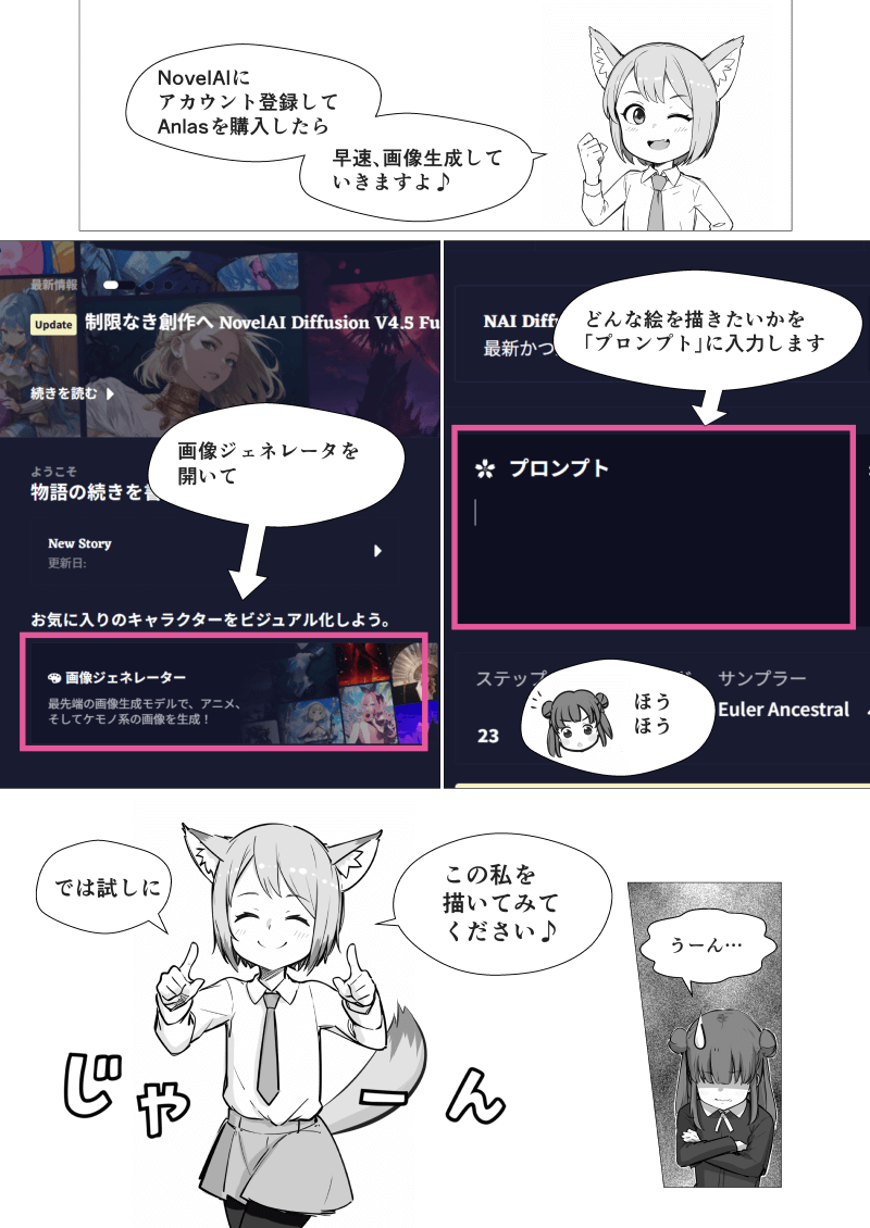 「NovelAIでAIイラストを始めよう」の解説漫画