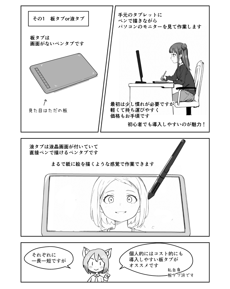 「ペンタブ選び」の解説漫画