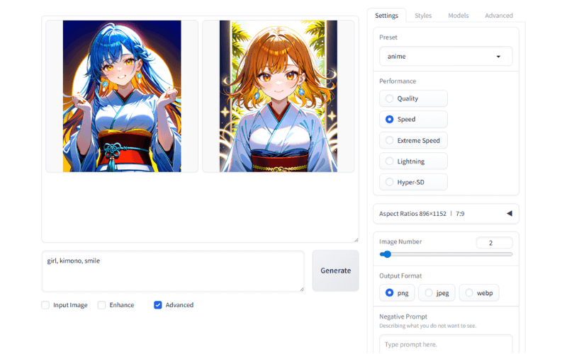 Fooocusで生成された画像(アニメ風)